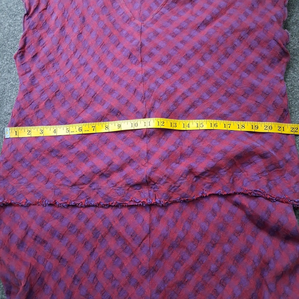 Holte Purple Red Plaid Two Piece Set V-Neck Top Midi Skirt Raw Hem Size‎ 1 - Picture 5 of 13